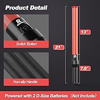 Vista 6 de RoadHero Paquete de 4 bastones de tráfico, varitas LED de control de tráfico de 21 pulgadas, varitas de luz de seguridad nocturna con 3 modos