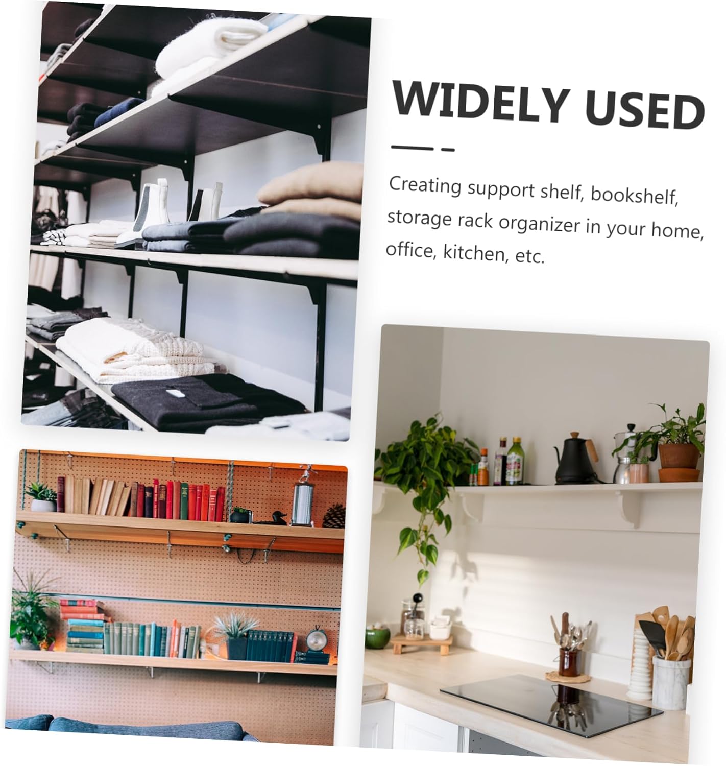 4sets Invisible Triangle Floating Shelf Bracket Heavy Duty Iron Support Brackets for Wall Mounting for Rustic Modern Decor Includes Screws and Wall Anchors