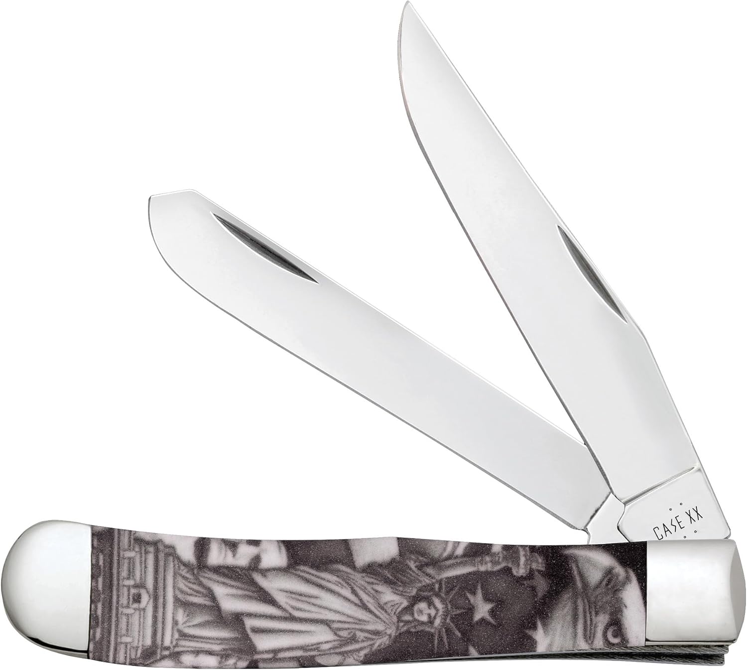 Case XX Pocket Knife STATUE OF LIBERTY CCI WHITE SYNTHETIC TRAPPER Item #10677-4254 SS - Length Closed: 4 1/8Inches