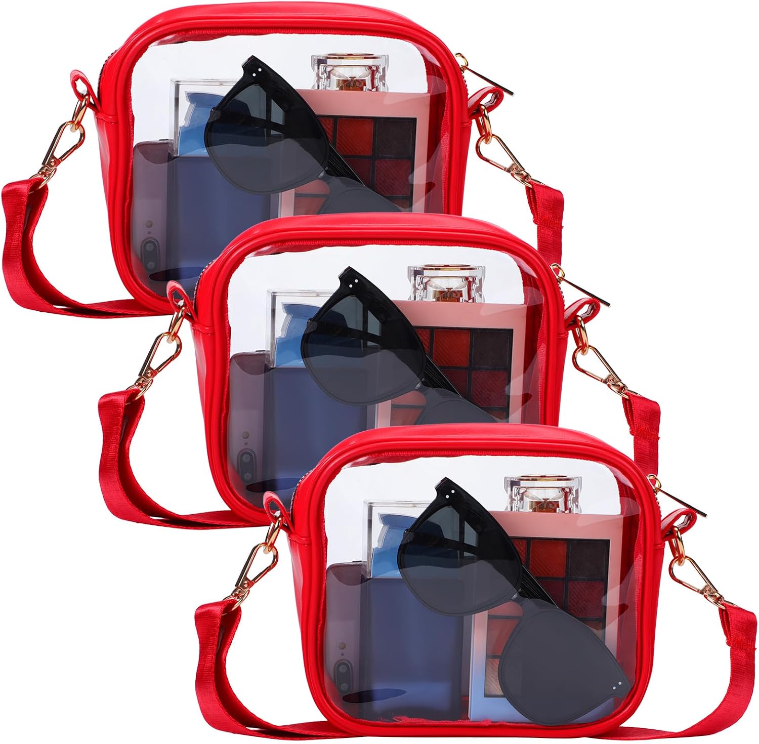 Hillban 1/3/6 Pcs Clear Bag for Stadium Event, Clear Game Day Purse for Women Stadium Crossbody Handbag for Concert Sport Fan