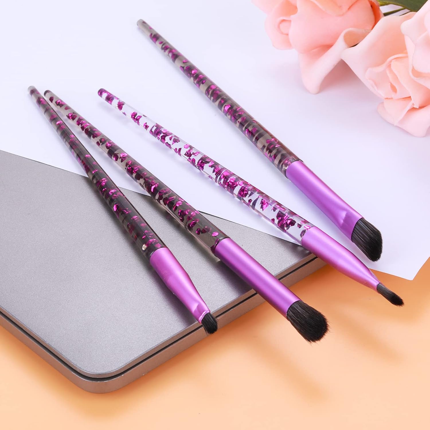 Eye Make Up Brush Set Portable 4PCS Eyeshadow Brush Set Professional Blending Eyeshadow Lip Eye Makeup Brushes for Eyeshadow, Blending, Eyebrow Women Girls Makeup Tool Brush image 7 of 8 B0BS3YJQ42