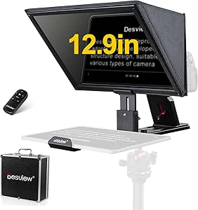 Desview T12S Teleprompter 12.9 inch Metal Teleprompter with High-Definition Glass, Compatible with Smartphones and Tablets
