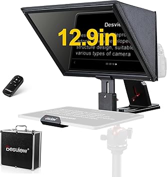Desview T12S 12.9" Metal Teleprompter with Beam Splitter Glass for Camera & iPad | Easy Assembly with Carry Case | Ideal for YouTube, Live Streaming, Podcast & Content Creators