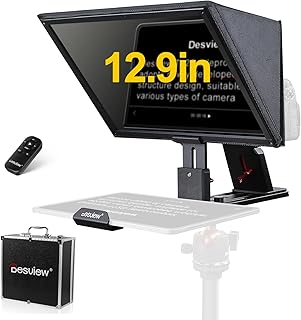 Desview T12S Teleprompter 12.9 inch Aluminum Alloy Camera Teleprompter for Tablet Smartphone DSLR Cameras with Remote Control