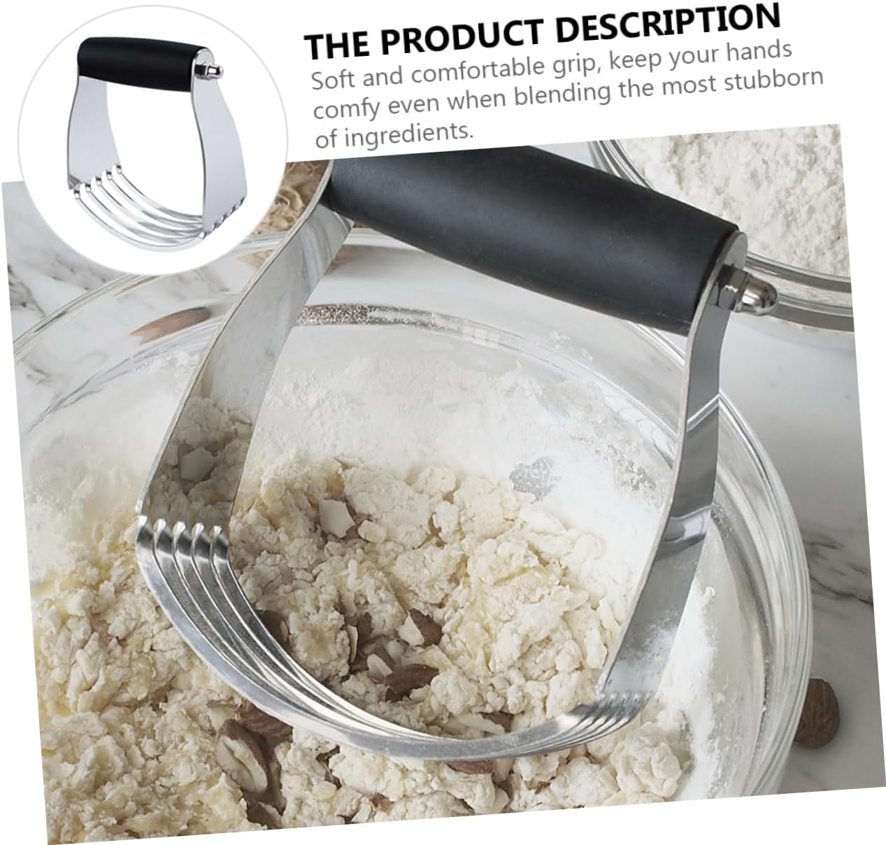 Smooth Baking Dough Tools Manual Flour Beater Stainless Dough Cutter Ergonomic Handle Easy to Clean