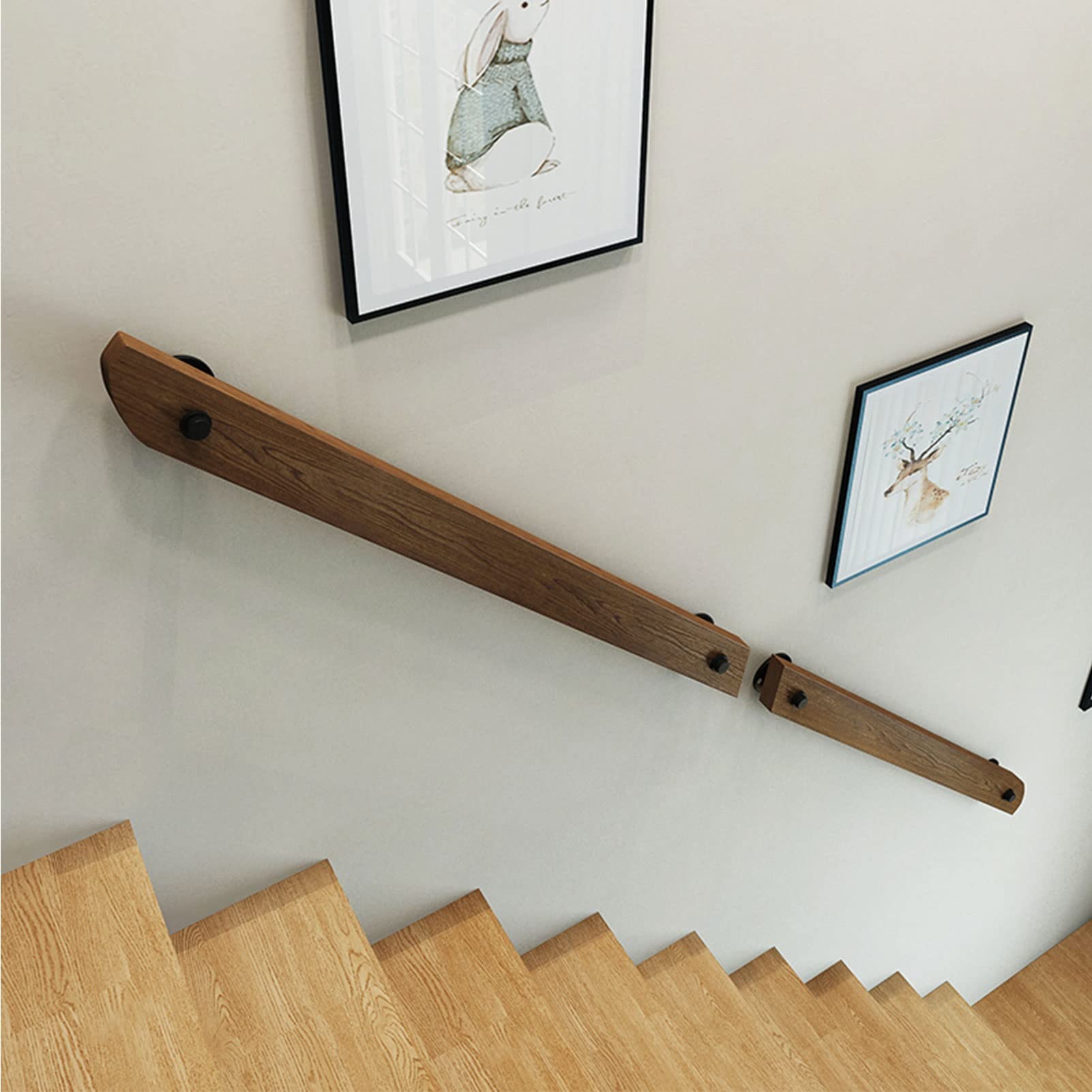 Drewniana poręcz premium 30 cm z uchwytami ściennymi - bezpieczna poręcz do mieszkania, loftu, willi, korytarza i ogrodu - idealna do balustrad i dekoracji domu