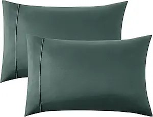 Bedsure Pillow Cases Standard Size Set of 2 - Forest Green Brushed Microfiber Pillowcases, Super Soft and Cozy Pillow Case Covers with Envelope Closure, Wrinkle, Fade and Stain Resistant, 20x26 Inches