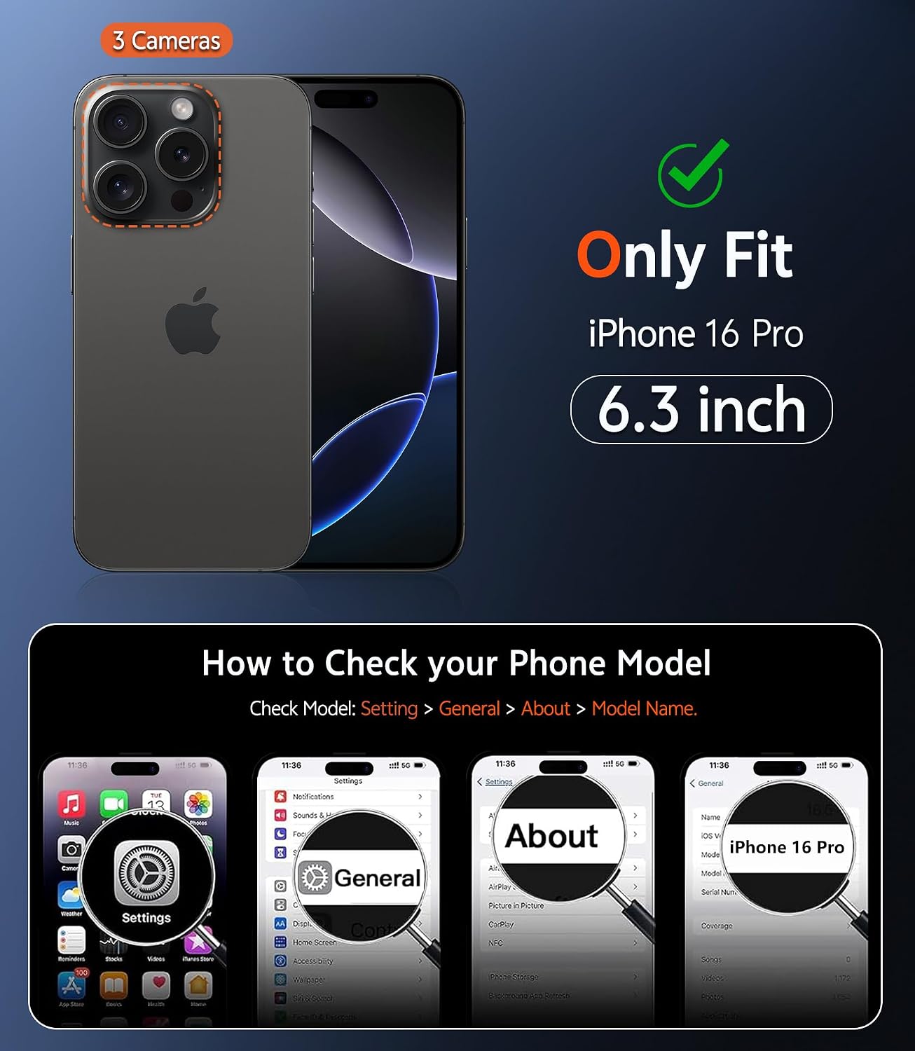 FNTCASE for iPhone 16 Pro Case: Matte Magnetic Phone Cases with Screen Protector Compatible with Magsafe Slim Anti Yellowing Rugged Shockproof Protective Translucent Cell Phone Cover (C-Black)