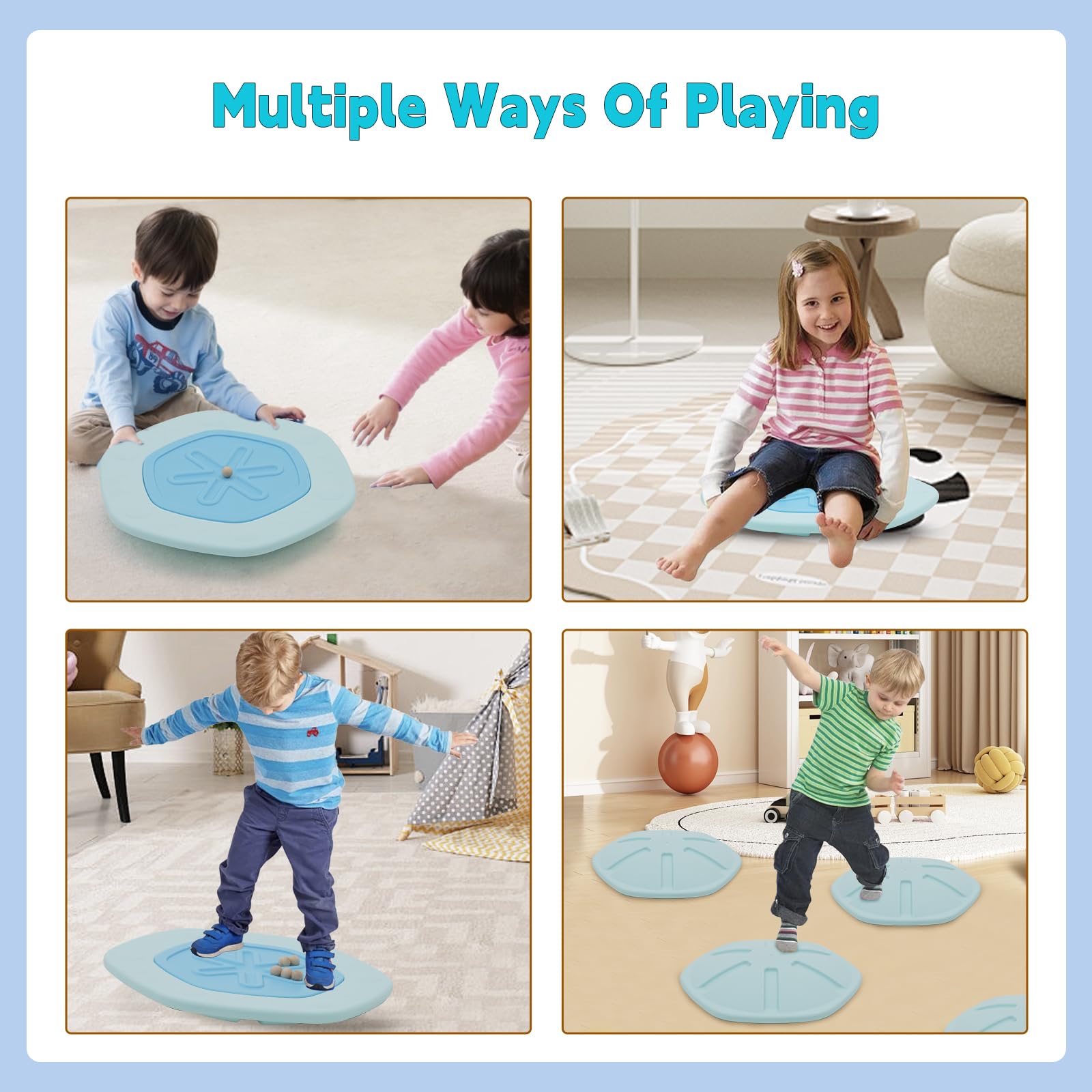 HOMCENT Balancebrett für Kinder, Sechseckiges Balance Board mit 5 Holzkugeln, Gleichgewichtstrainer ab 3 Jahren, Belastung 50 kg