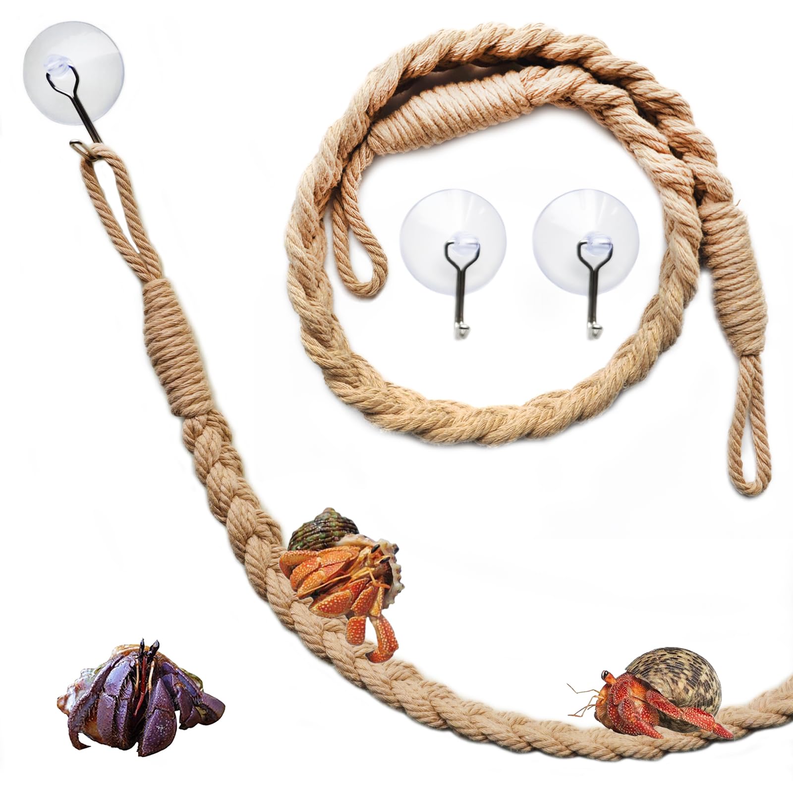 2 Pack 17.7" Hermit Crab Climbing Toys, Hanging Hermit Crab Rope Ladder, Hermit Crab Supplies, Reptile Vines Toys, Reptile Tank Terrarium Accessories,