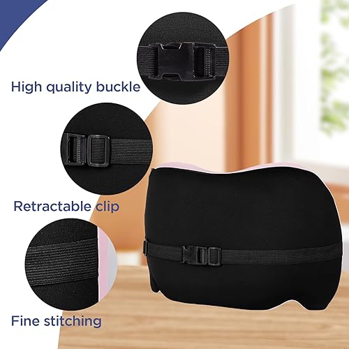 Vista 14 de Almohada de apoyo lumbar para silla de oficina, almohada lumbar de automóvil, alivio del dolor de espalda baja de espalda, cojín de espuma Negro