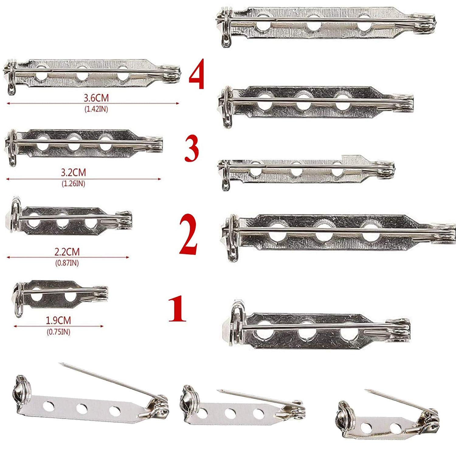 DIY Crafts Pack of 50 Pcs, Brooch Pin # 11, Silver Stainless Steel Safety Clasp Brooch Pin (Sizes 1-11) Silver Box Not Included with This Sale 1-11 - Pack(Pack of 50 Pcs, Brooch Pin # 11)-image-49