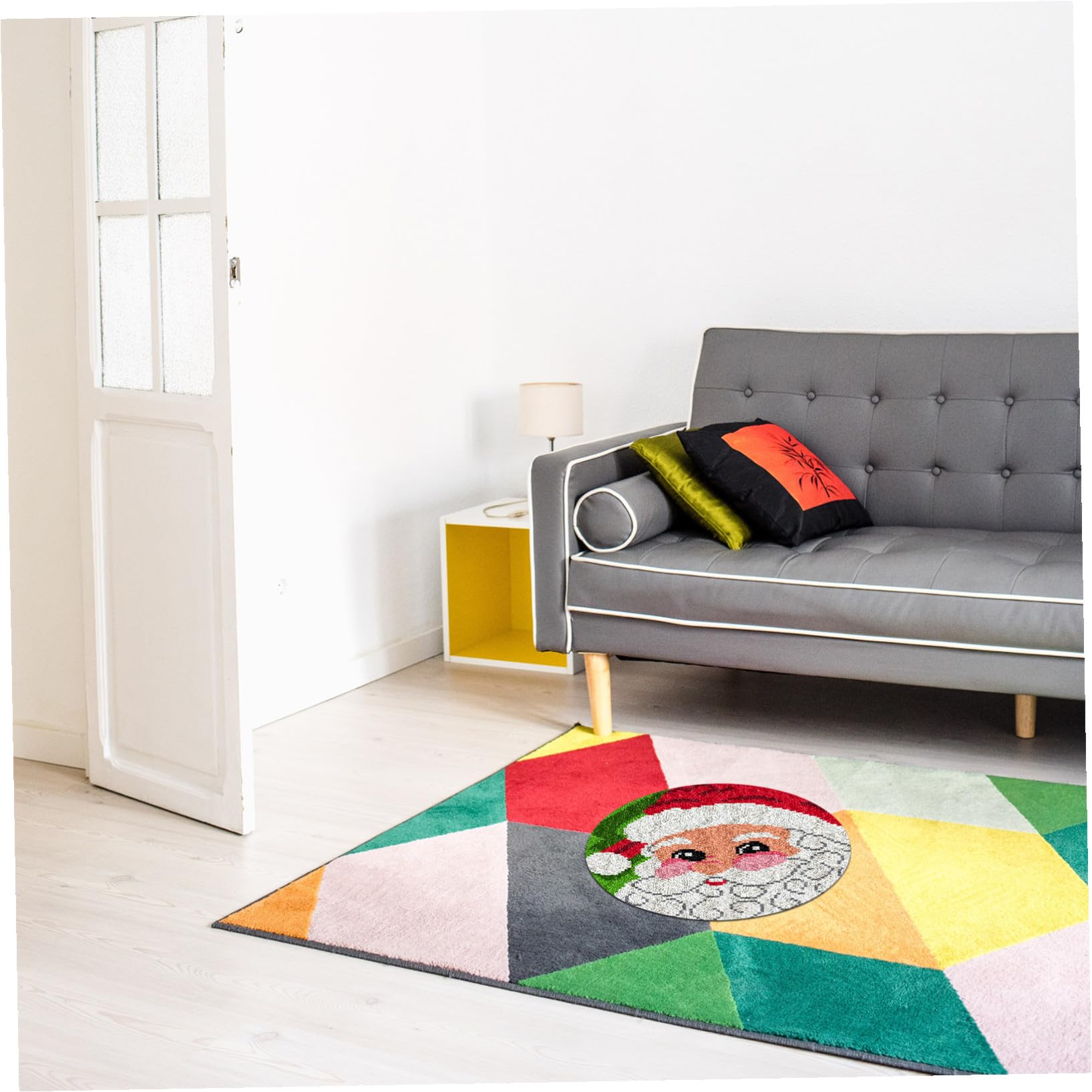 Cabilock Kit Di Uncinetto Fai Da Te Per Tappeti Natalizi Filo Acrilico Intero Colore Vivi Motivi Natalizi Punta Plastica Anti-scivolamento Rete Stampa Colorata
