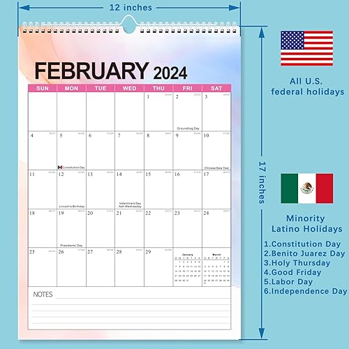 Miniatura 6 de Calendario de pared 2024  Calendario de pared 2024-2025, enero de 2024 a junio de 2025, 12 x 17 pulgadas, calendario mensual de pared 2024 con
