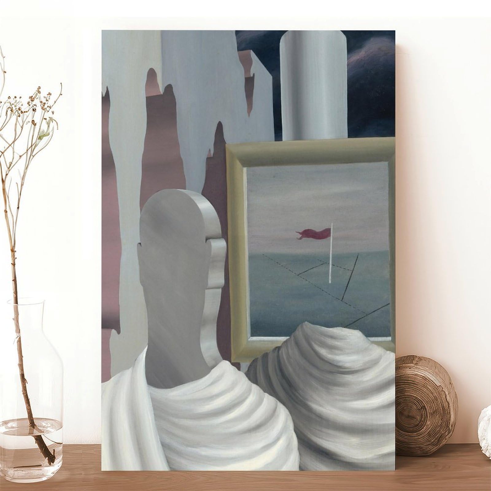 WCYB Le Chevalier Du Couchant autorstwa Rene Magritte Surrealism Wydruki Plakaty na Płótnie Deco Obrazy Ścienne Sztuka Do Biura Rama 30,5 cm L X 45,7 cm W