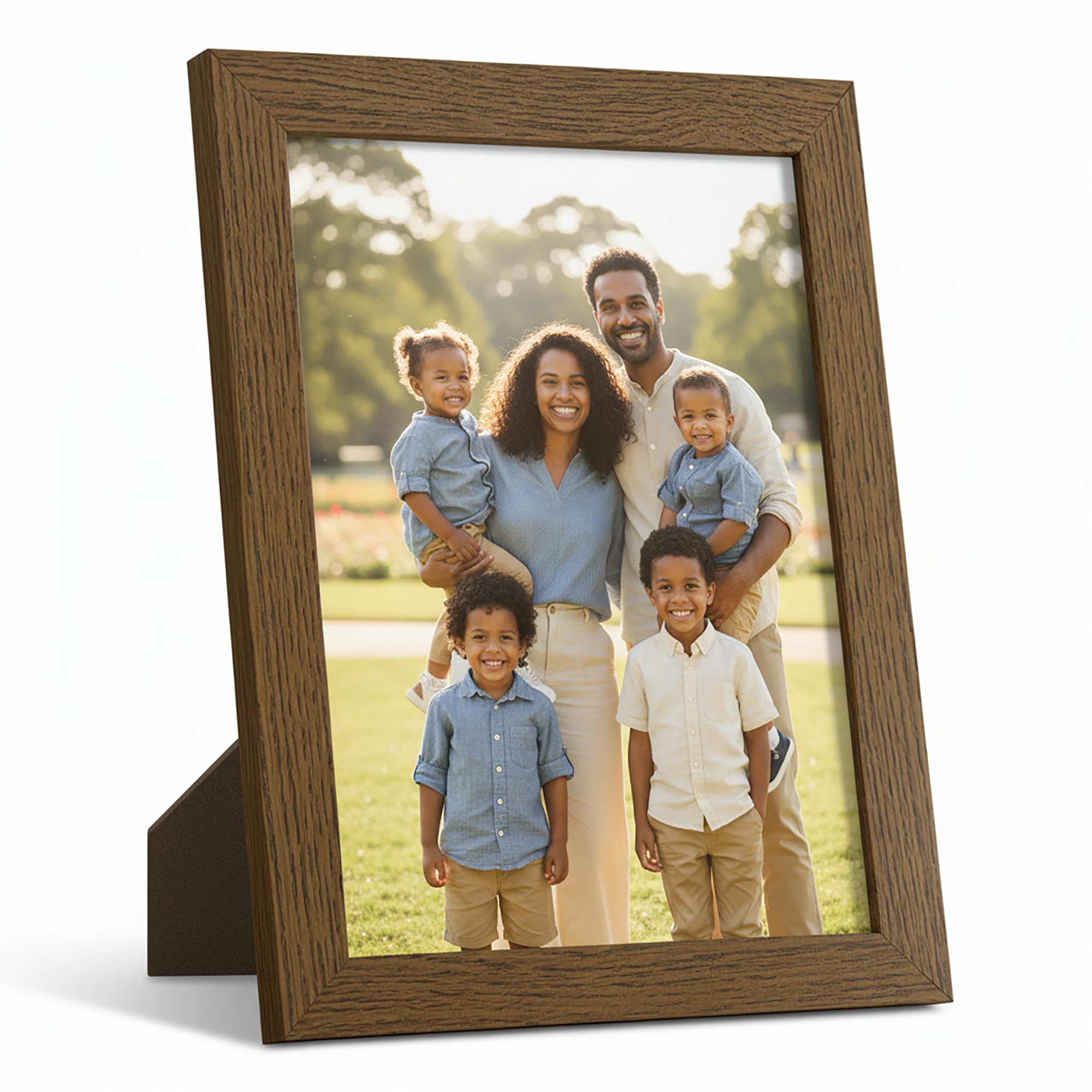 WANSHA HOME 6x4 Inch Dark Oak Picture Frames (15.2x10.1 cm) Flat Poster Frame - Clear Acrylic Poster Display with MDF Wooden - Portrait/Panoramic - Wall Mount Hooks & Tabletop Stand 6"x4" โ image 1