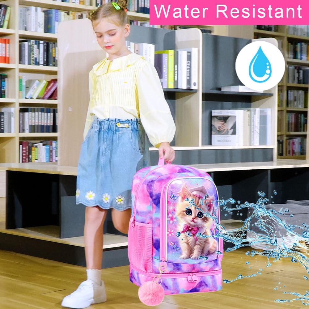 AGSDON 2-in-1 Kids Backpack for Girls,School Bookbag with Lunch Bag,17" Water Resistant Backpack for Preschool Elementary Student - Image 7