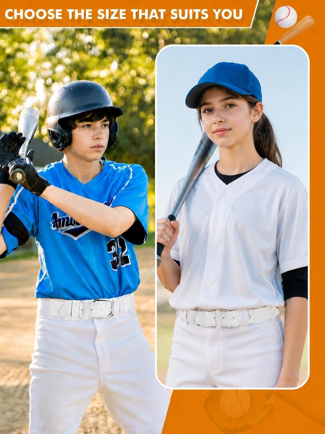 ZenNex 15 Pack Youth Baseball Belts Bulk, Adjustable Elastic Belts