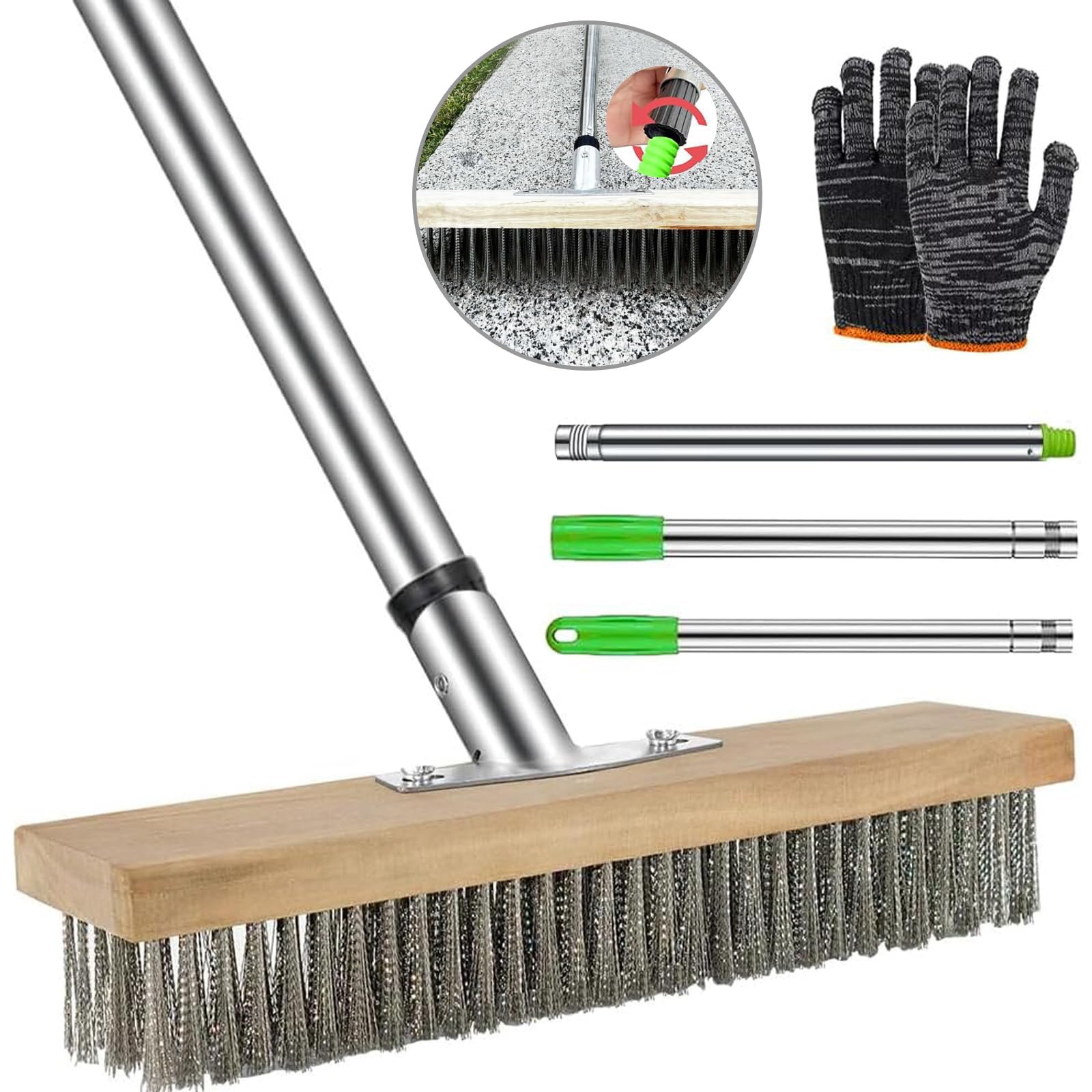 Scopa Metallica Per Giardino - 2 Pezzi, Con Setole In Acciaio, Per Pulizie Ostinate - Foto 6