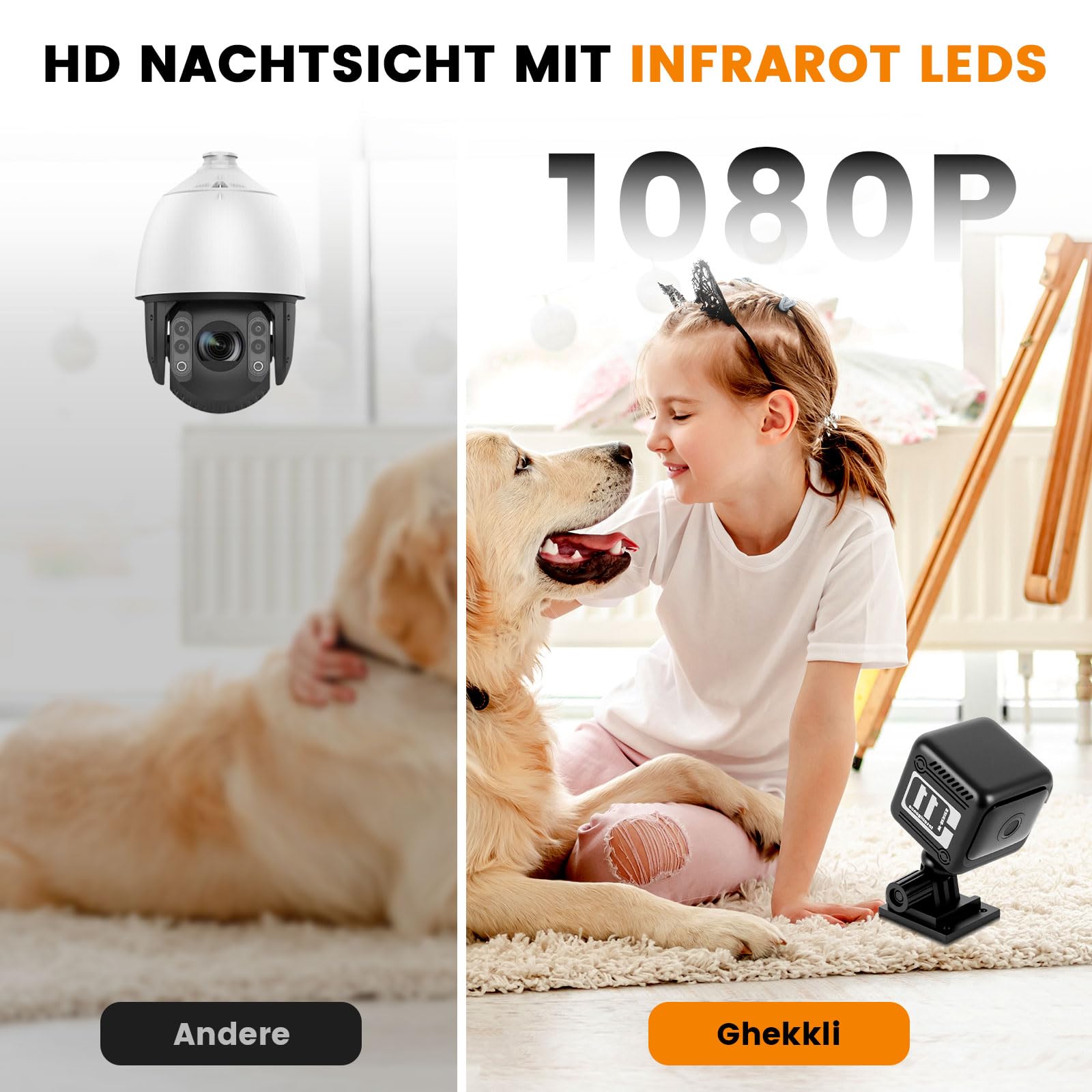 Camera Espion, 1080P Mini Caméra de Surveillance WiFi 2.4G Intérieur/Extérieur, Autonomie de 8 heures, Vision Nocturne 130° Grand Angle, Détection de Mouvement AI, Mic 38 dB, Mini Caméra de Sécurité