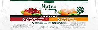 Nutro Hearty Stew Canned Wet Dog Food, Natural Grain Free Dog Food Wet Cuts in Gravy Chicken Beef Variety Pack, 12.5 oz Cans (12 Count, Pack of 1)