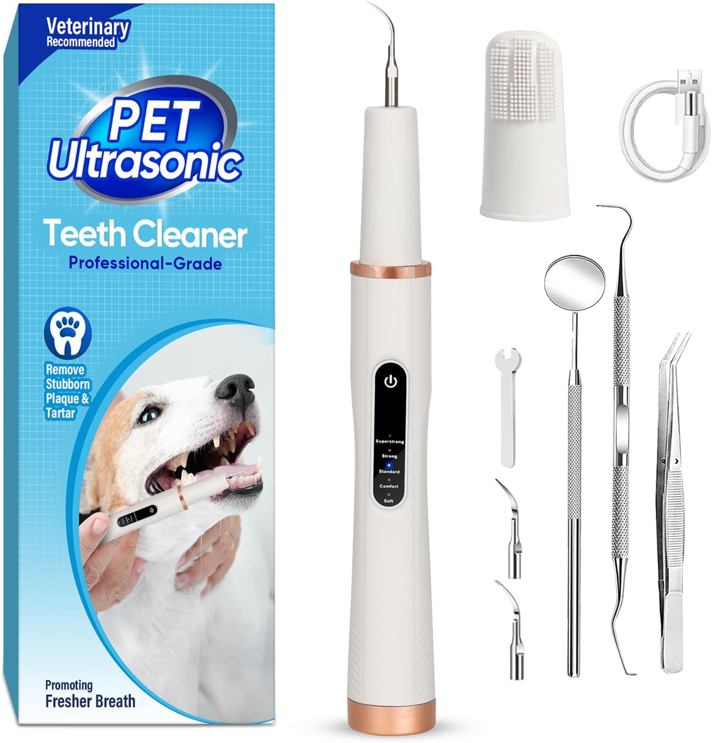 Dog Tooth Brushing Kit, Ultrasonic Dog Teeth Cleaning Kit