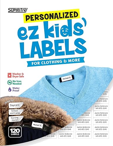 120 etiquetas de nombre impermeables personalizadas, autoadhesivas, para ropa, escuela, campamento, enfermería, juguetes, para todos los usos, para