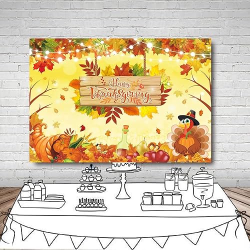 Miniatura 4 de MEHOFOND Telón de fondo para el Día de Acción de Gracias, otoño, otoño, calabaza, cosecha, hojas de arce, pavo agradecido, dar gracias, cartel de