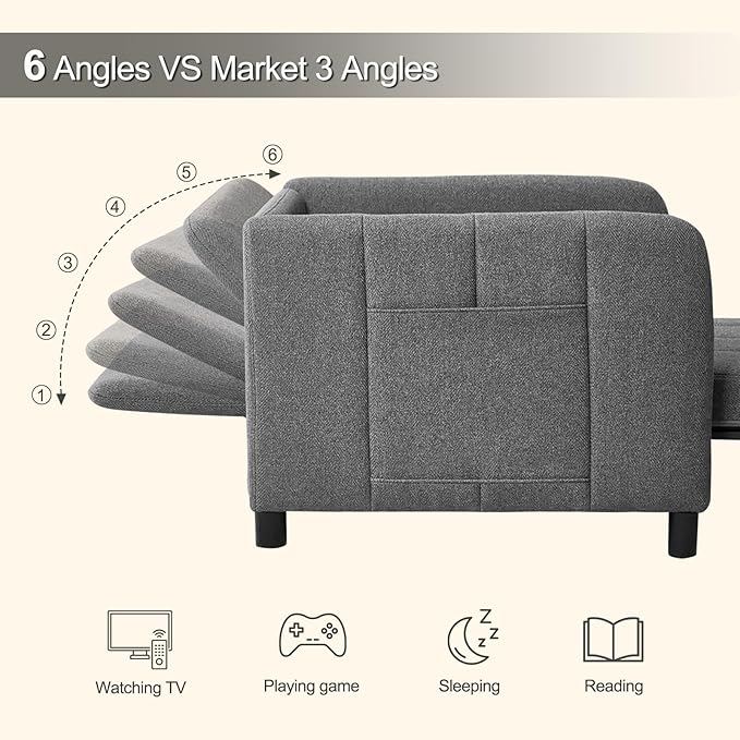 Sillón Cama 84" Convertible 3 en 1 Gris Oscuro miniatura 4