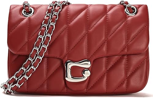 Miniatura 13 de Bolso cruzado acolchado para mujer a la moda, bolso de hombro para mujer, bolso de mano de cuero de diseñador de noche con correa de cadena