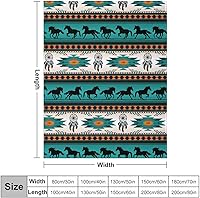 Vista 2 de GUCOON Aztec Horse Native American Turquoise Flannel Throw Blanket Dream Catcher Horse Blankets Soft Lightweight Warm for Bed Room Living Room Couch