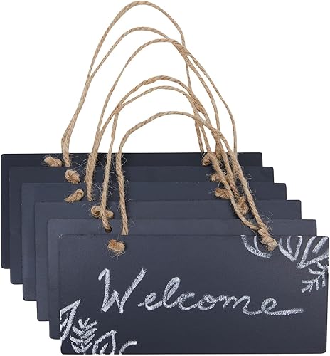 Miniatura 6 de Juvale Paquete de 6 letreros colgantes pequeños para pizarras para bodas, restaurantes, decoración del hogar (7 x 3 pulgadas)