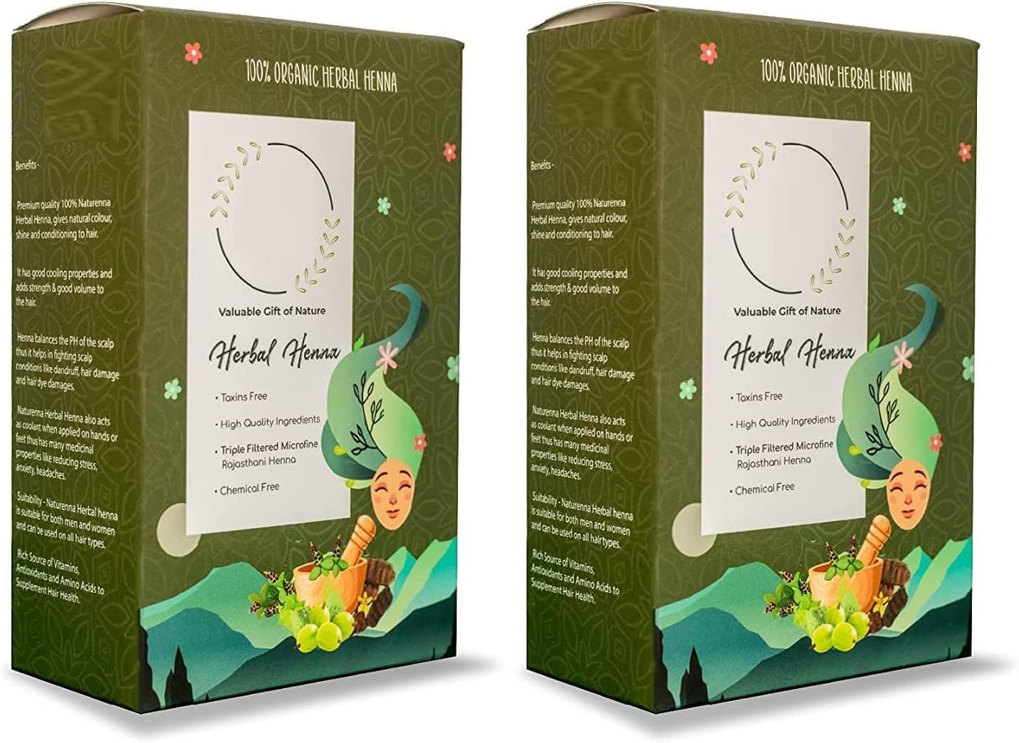AM Herbal Henna (Mehandi) Powder for Hair Colour & Hair Care | 150 X 2 GM |