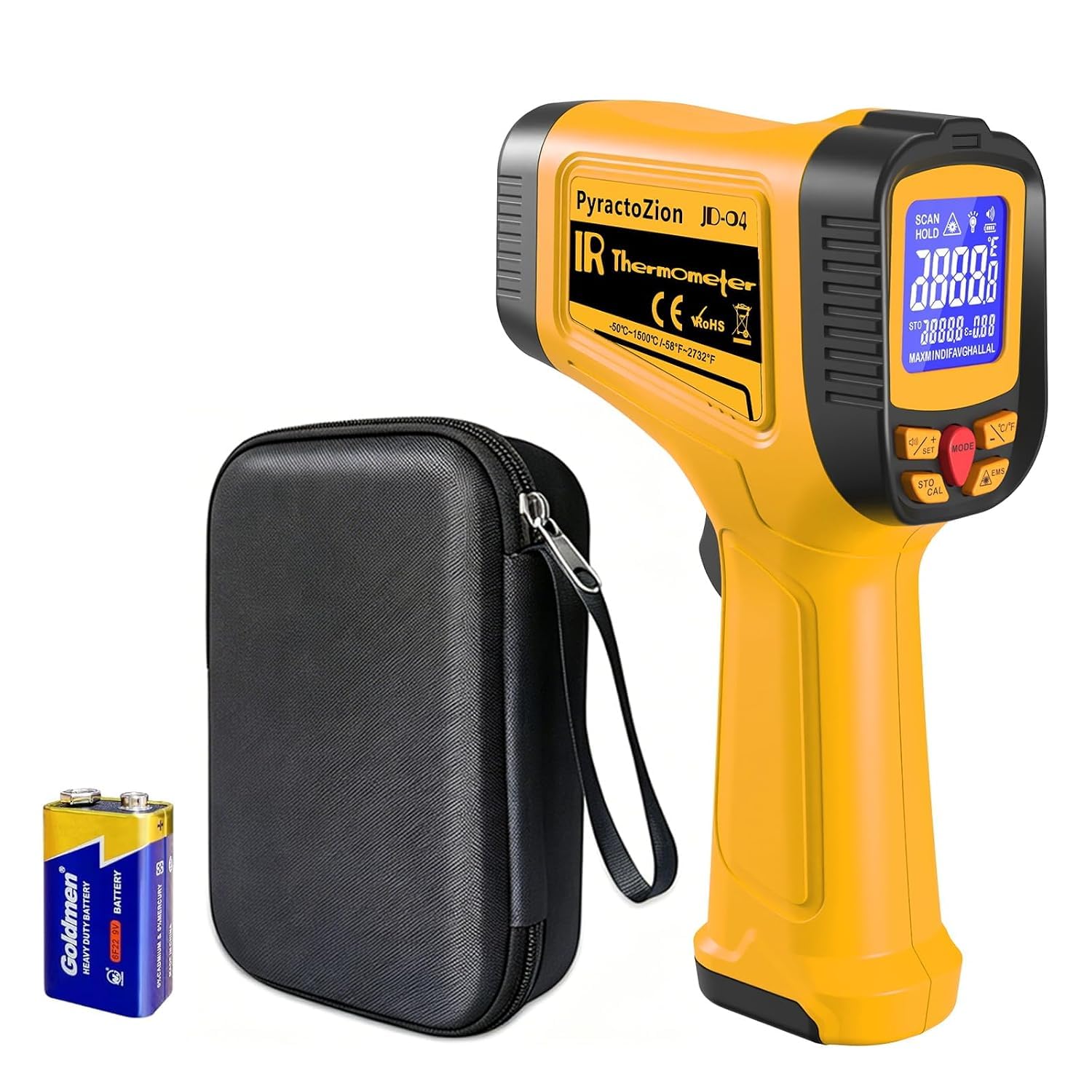 Infrared Thermometer Temperature Gun -58°F to 2732°F, 50:1 Distance Ratio
