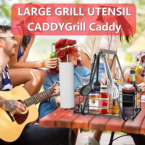 Miniatura 4 de Organizador de picnic y organizador de utensilios para parrilla, organizador de condimentos, organizador de parrilla, compartimento ajustable, con