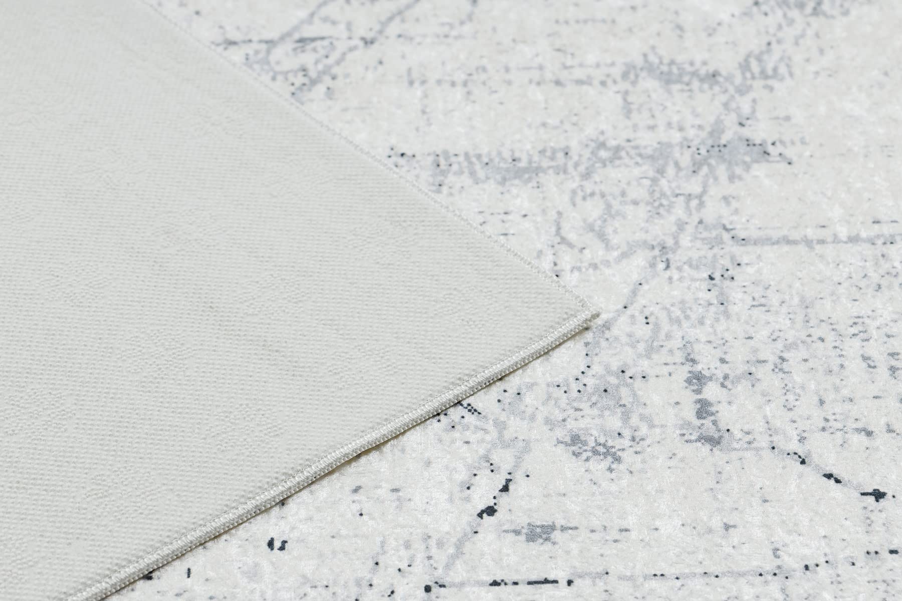 rugsx Tapis Moderne Lavable Andre pour la Chambre des Enfants, Le Salon, l'entrée, Moquette Lavable en Machine, Cadre, Marbre, antidérapant - Noir/Blanc 160x220 cm