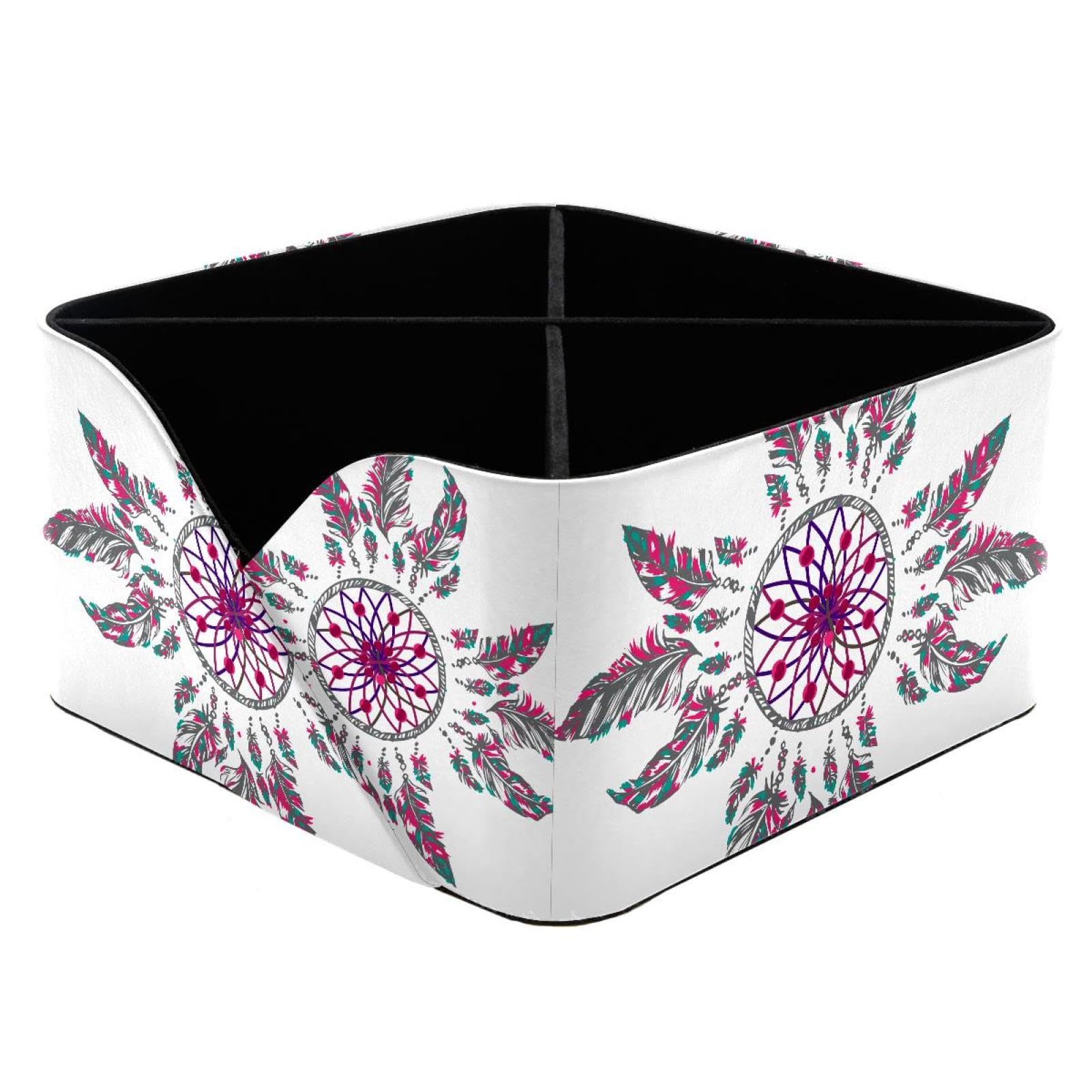 KengjuTesu Coloured Dreamcatcher Desktop Organizer Pen Holder, Rectangular Pencil Cup for Office, Study and Makeup Stations