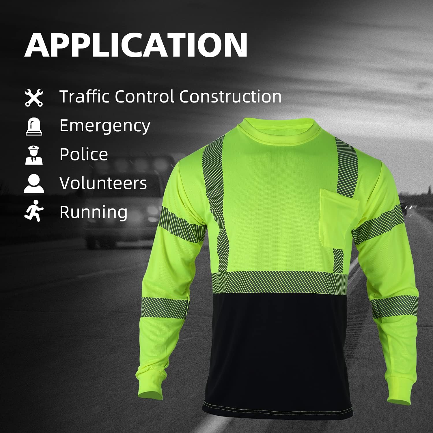 FONIRRA High Visibility Shirts for Men Reflective 2 Pack ANSI Class 2 Hi Vis Work Safety shirts Long Sleeve (2 Yellow)