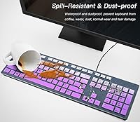 Vista 24 de Funda para teclado con letras grandes compatible con DELL KB216 KB216b KB216t KB216d KB216p Teclado con cable y protector de teclado inalámbrico