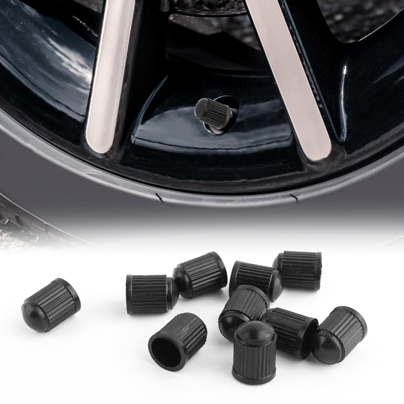Irikdescia® - Pack 8 Tapones Válvula Neumáticos Coche/Moto | Aluminio Anodizado, Antigoteo, Universal Negro