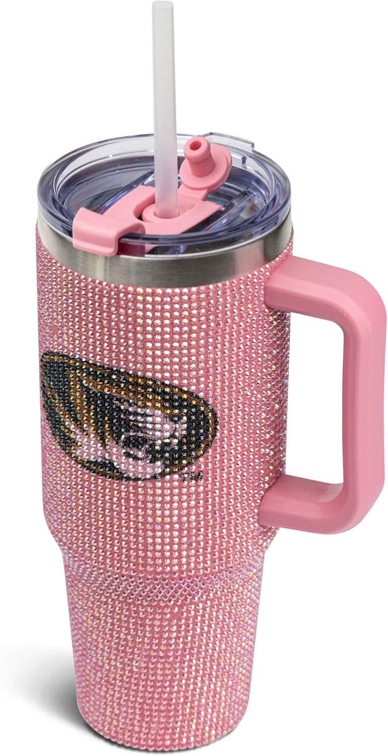 The Memory Company Officially Licensed 40oz Pink Bling Game Day Tumbler, University of Missouri