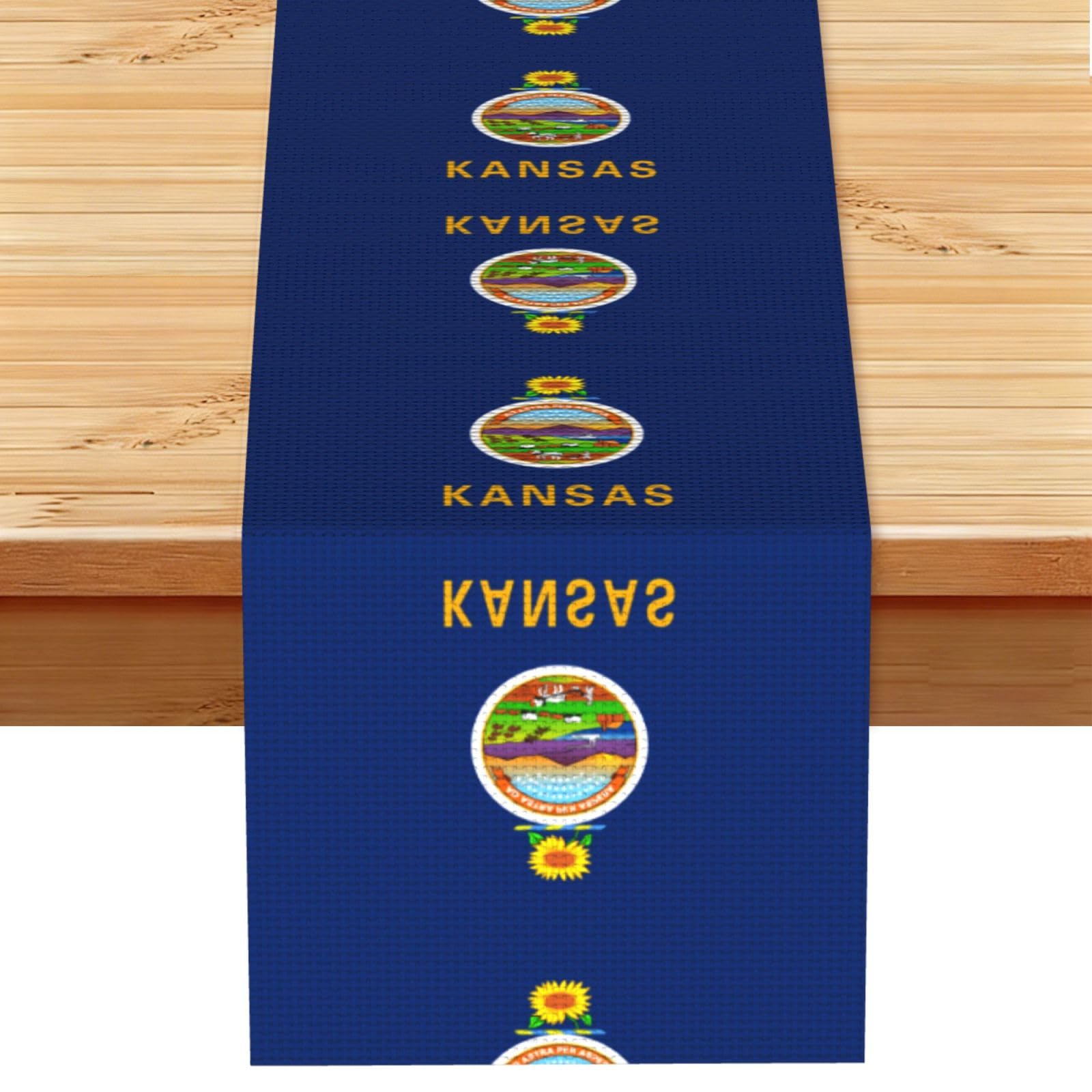 Kansas State Flag Linen Feel Table Runner Wedding Party Home Decoration