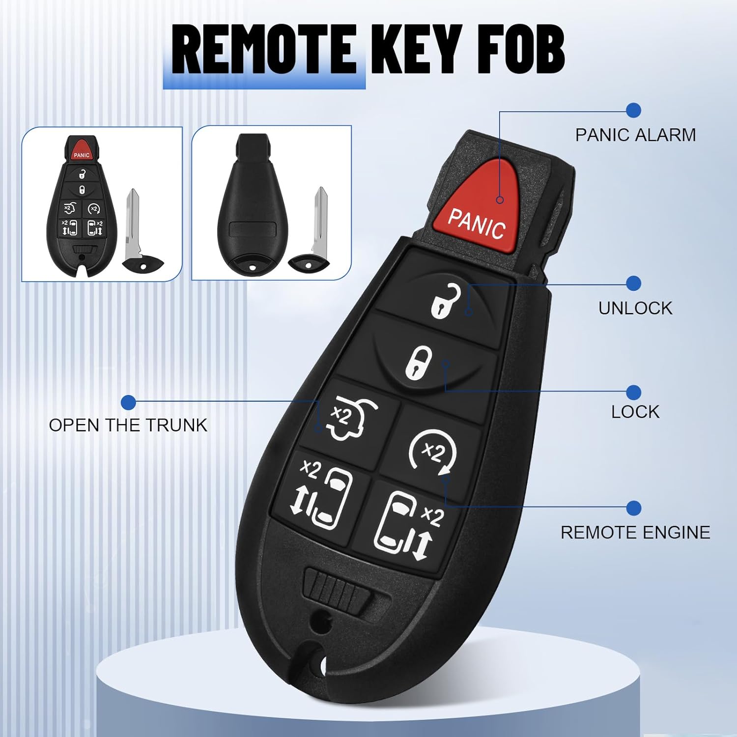 601-082 Wireless Ignition Switch Module Kit & 2 Keys Compatible with 2011-2013 Dodge Challenger, Ram 1500 2500 3500 4500 5500, Jeep Grand Cherokee, Replace# 68105739AC 5026533AE (Need Programming)