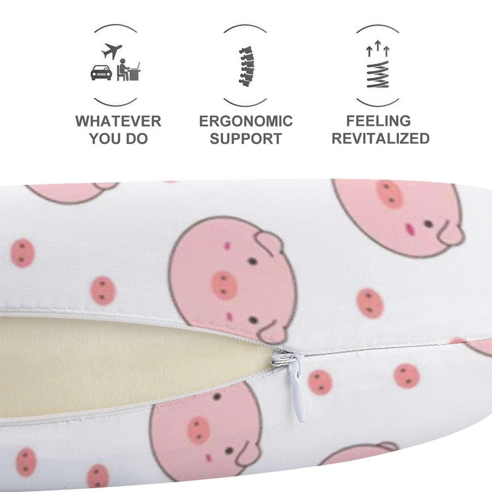 Cuscino a forma di U sorridente, nucleo in memory foam, cuscino per fornire supporto per il collo, cuscino da viaggio, adatto per aerei, auto, case e uffici.