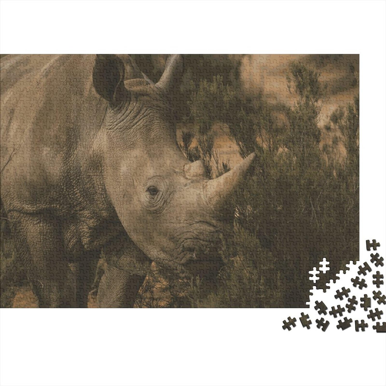 Puzzle de rinocerontes de 500 piezas de 52x38 cm, pintura de animales para montaje 8