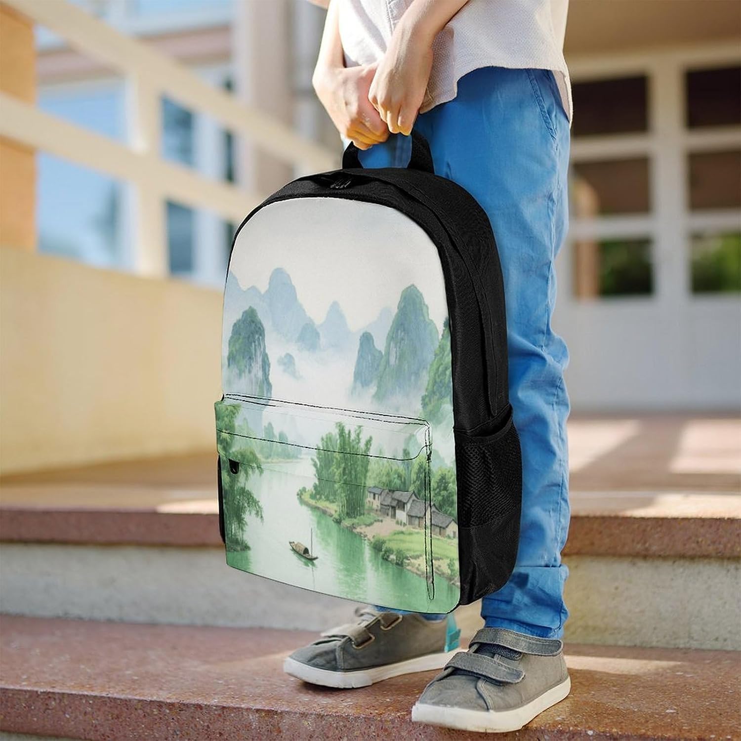 Guilin Landscape Painting Backpack Daypack Travel Backpack | Lightweight Casual Laptop Backpack for Women Men Aesthetic Travel Bag for Weekender Business Hiking Outdoor
