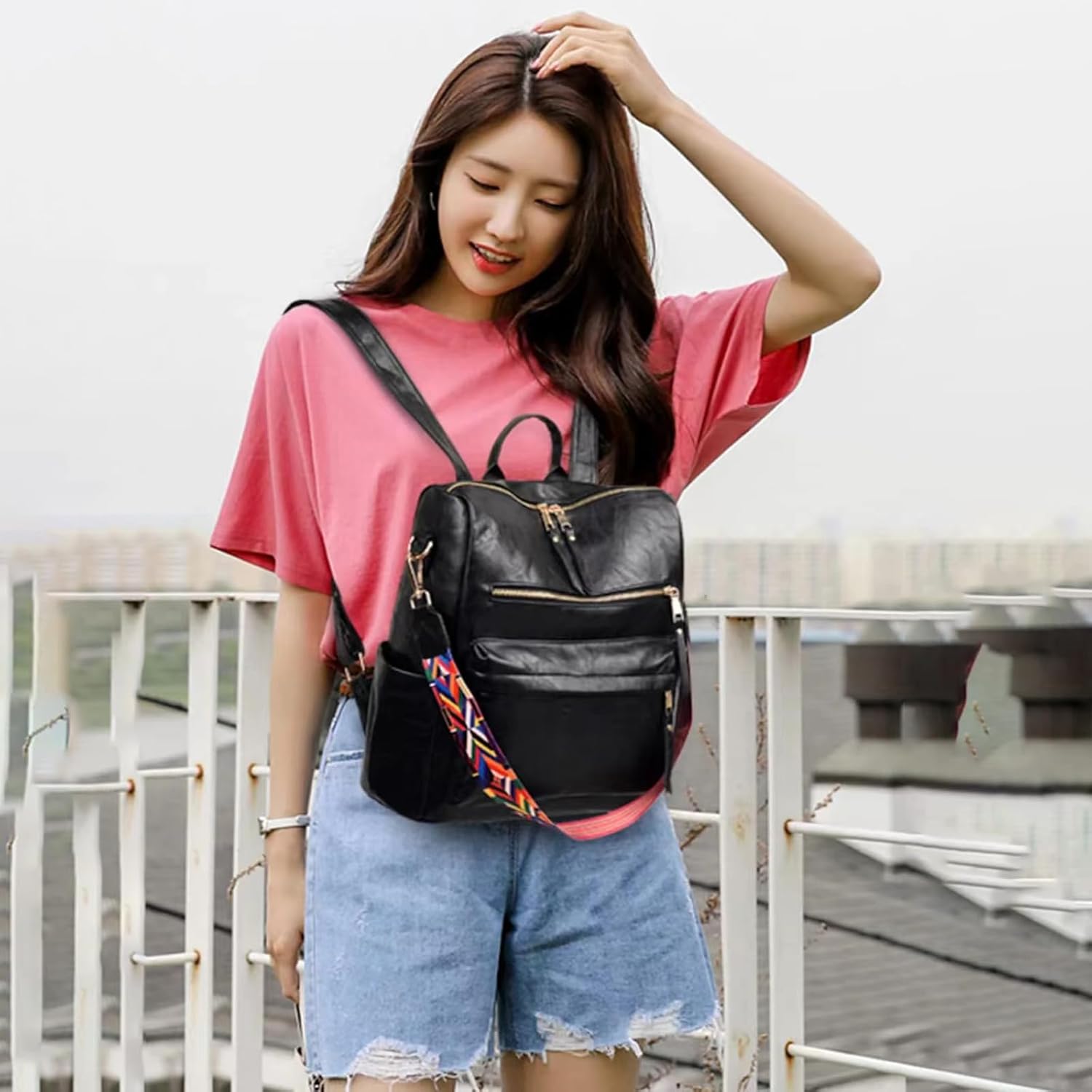 Women's Fashion Backpack Purse for Women Leather Multipurpose Design Ladies Shoulder Bag Travel bag Satchel Handbags - Image 2