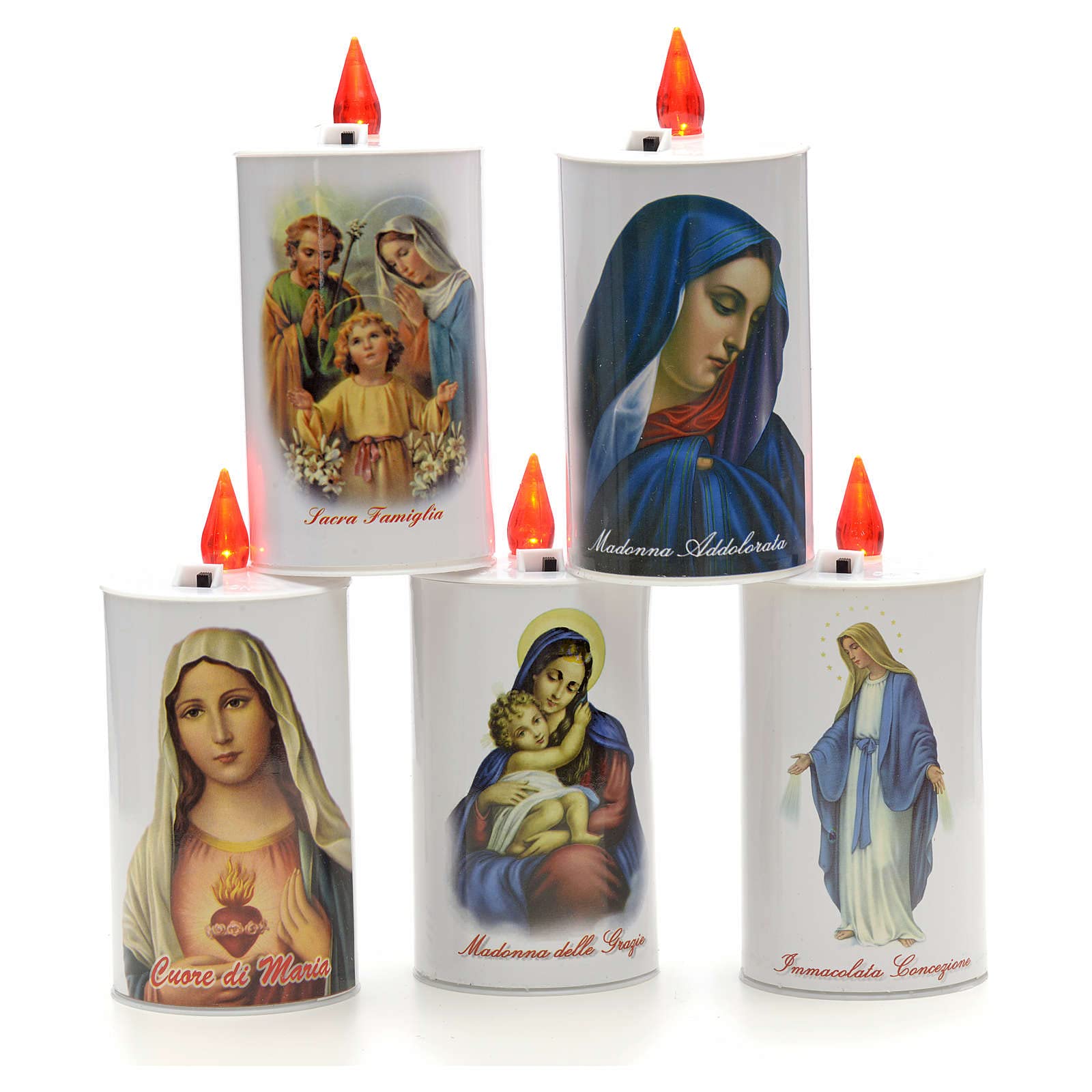 Holyart LED Votive Candle, Ecological, White with Image, Sacred Heart of MaryDiameter: 6 cm|Max Height: 13 cm|Height: 10 cm