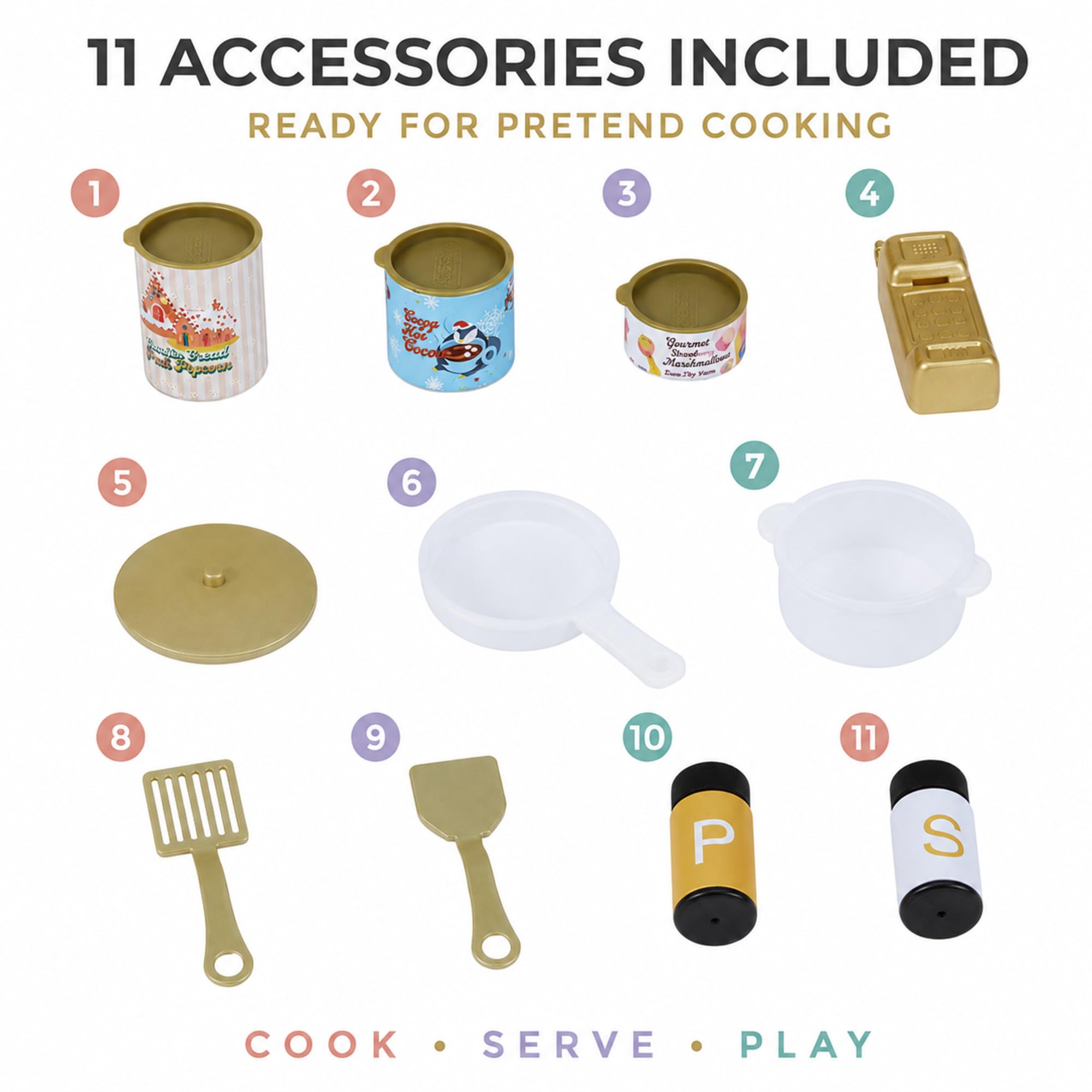 Teamson Kids Petite Versailles Classic Play Kitchen con accessori, bianco