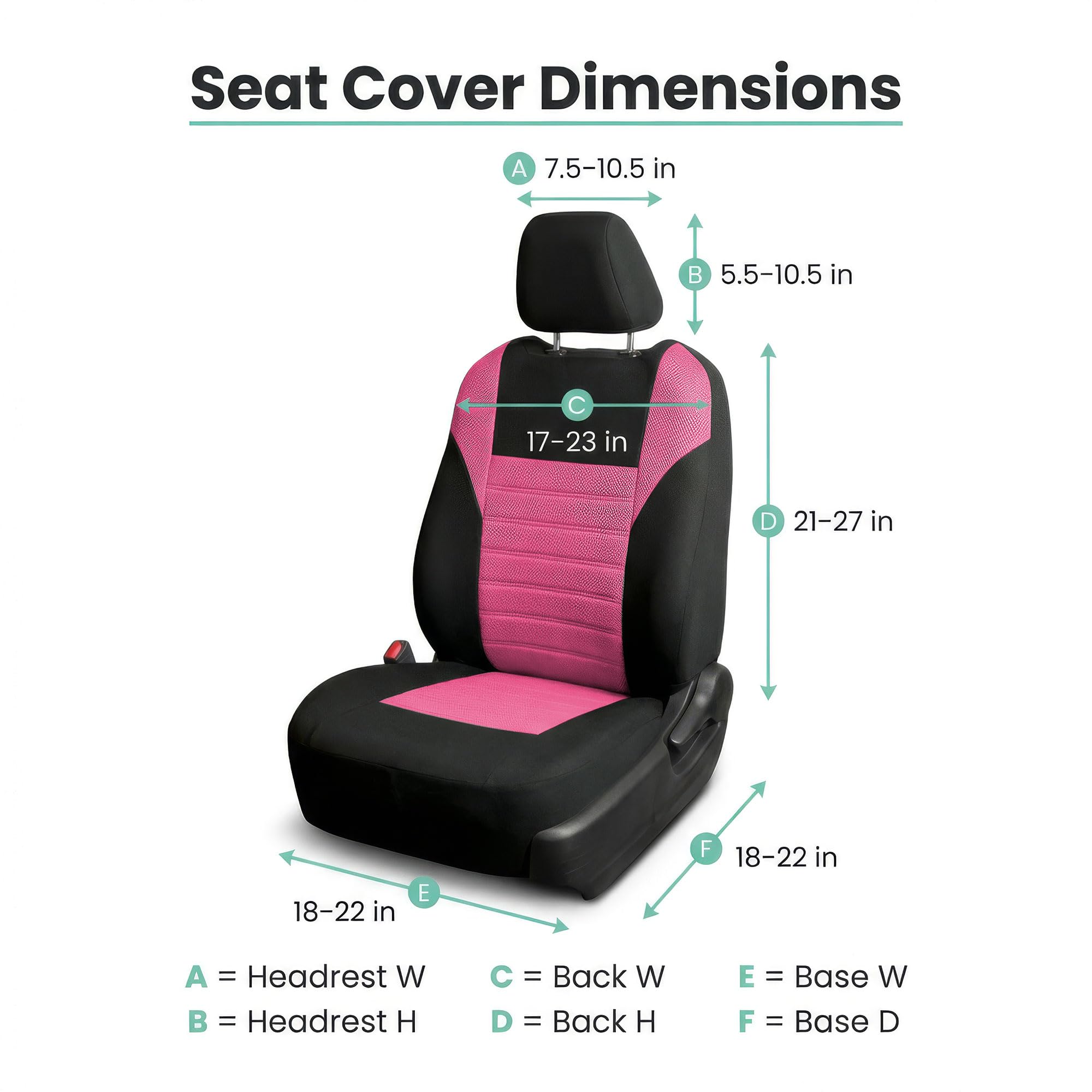 FH GROUP Set di coprisedili anteriori per auto 3D Air Mesh di alta qualità, compatibili con airbag, rosa e nero, accessori per interni universali per auto, camion e SUV